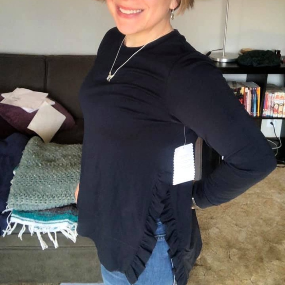 Stella & Dot Ruffle Pullover - Navy